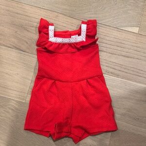 Janie and Jack Red Ruffle Trim Romper